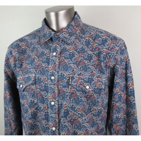 Mens Cinch Western Button‎ Front Shirt Size L Modern Paisley Pearl Snap Rodeo - Picture 5 of 9